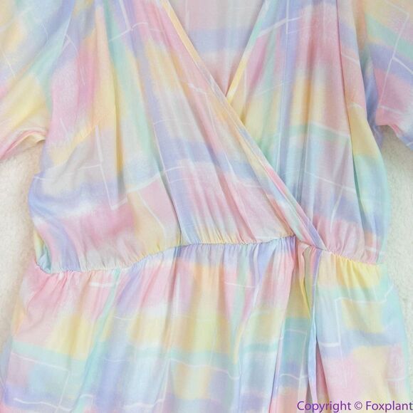 Eloquii Full Sleeve Wrap Dress‎ rainbow color tie-dye, 28 - Picture 13 of 16